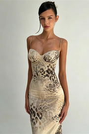 Animal Printe Slit Sexy Maxi Dress
