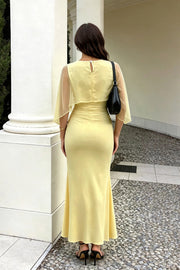 Layered Sheer Cape Maxi Dress