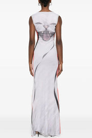 Sleeveless Fitted Printed Bodycon Dress