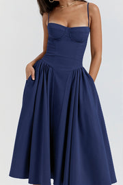 Solid Corset Cami A-Line Maxi Dress