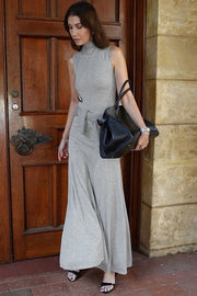 Mock Neck Sleeveless Fishtail Maxi Dress