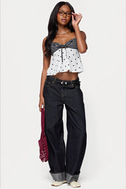 Striped Polka Dot Bow Cami Top