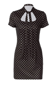 Elegant Polka Dot Tie Bodycon Mini Dress