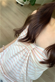 Striped Bow Front Ruffle Cami Top
