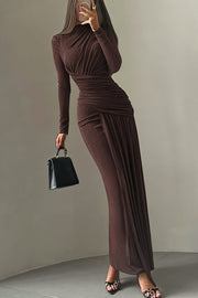 Simple Solid Long Sleeve Maxi Dress