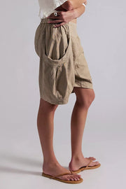 High Waist Utility Wide Leg Loose Fit Shorts