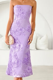 3D Floral Strapless Bodycon Maxi Dress
