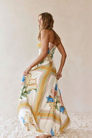 Boho Floral Bandeau Vacation Maxi Dress