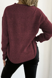 Textured Crew Neck Longline Sweater