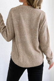 Textured Crew Neck Longline Sweater