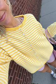 Stripe Roll Neck Button Casual Cardigan