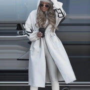 Casual Long Patchwork Lace-Up Overcoat