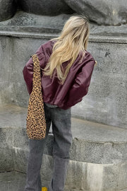 Cropped Faux-Leather Zip Moto Jacket