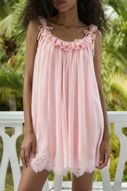 Lace Ruffle Strap Babydoll Mini Dress