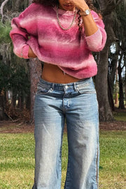Ombre Crew Neck Relaxed Sweater