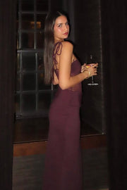 Lace Panel Spaghetti Strap Maxi Dress