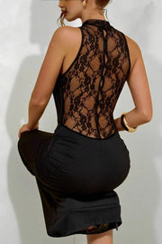 Lace Panel Cowl Neck Maxi Dress