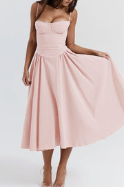 Solid Corset Cami A-Line Maxi Dress