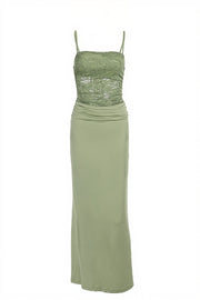 Lace Splice Bodycon Tube Maxi Dress