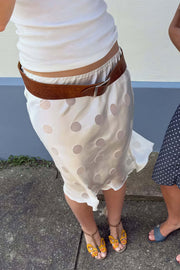 White Polka Dot Sheer Casual Skirt