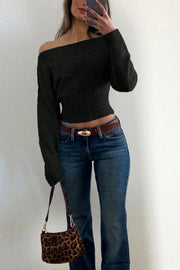 Off Shoulder Cropped Sweater