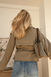 Double-Breasted Belted Cropped Trench Jacket