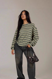 Heather Stripe Crew Neck Sweater