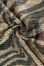 Leopard Sequin Plunging Halter Maxi Dress