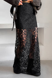 Sheer Black Lace Maxi Skirt