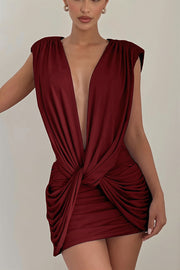 Twist Plunging Bodycon Mini Dress
