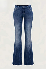 Y2K Washed Rhinestone Flare Jeans