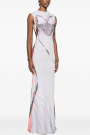 Sleeveless Fitted Printed Bodycon Dress