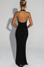 Sequin Cowl Neck Backless Bodycon Maxi Dress