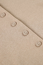 Solid Button Knit V Neck Slim Mini Dress