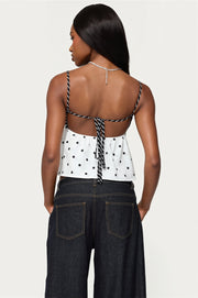 Striped Polka Dot Bow Cami Top