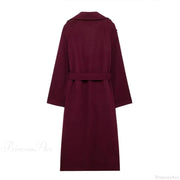 Double-Breasted Wool Belted Overcoat