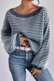 Stripe Boat Neck Oversized Sweater