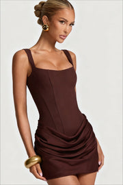 Corset Solid Ruched Mini Dress