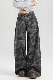 Camo Wide Leg Cargo Jeans