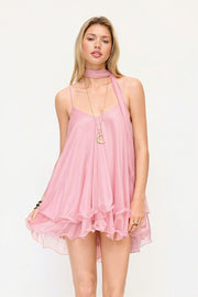 Tiered Sequin Mesh V Neck Mini Dress