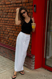 Cotton Straight White Maxi Skirt