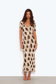 Polka Dot Tie Front Sheer Maxi Dress