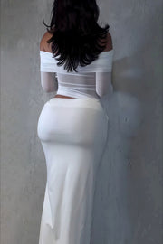 Sheer Mesh Long Sleeve Maxi Dress