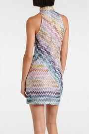Pastel Chevron Halter Bodycon Mini Dress