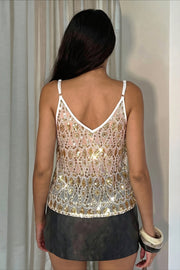 Sequin Lace V Neck Cami Top