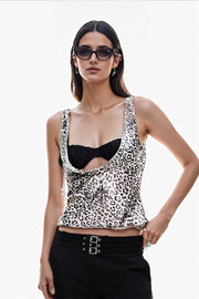 Layered Lace Cowl Neck Cami Top