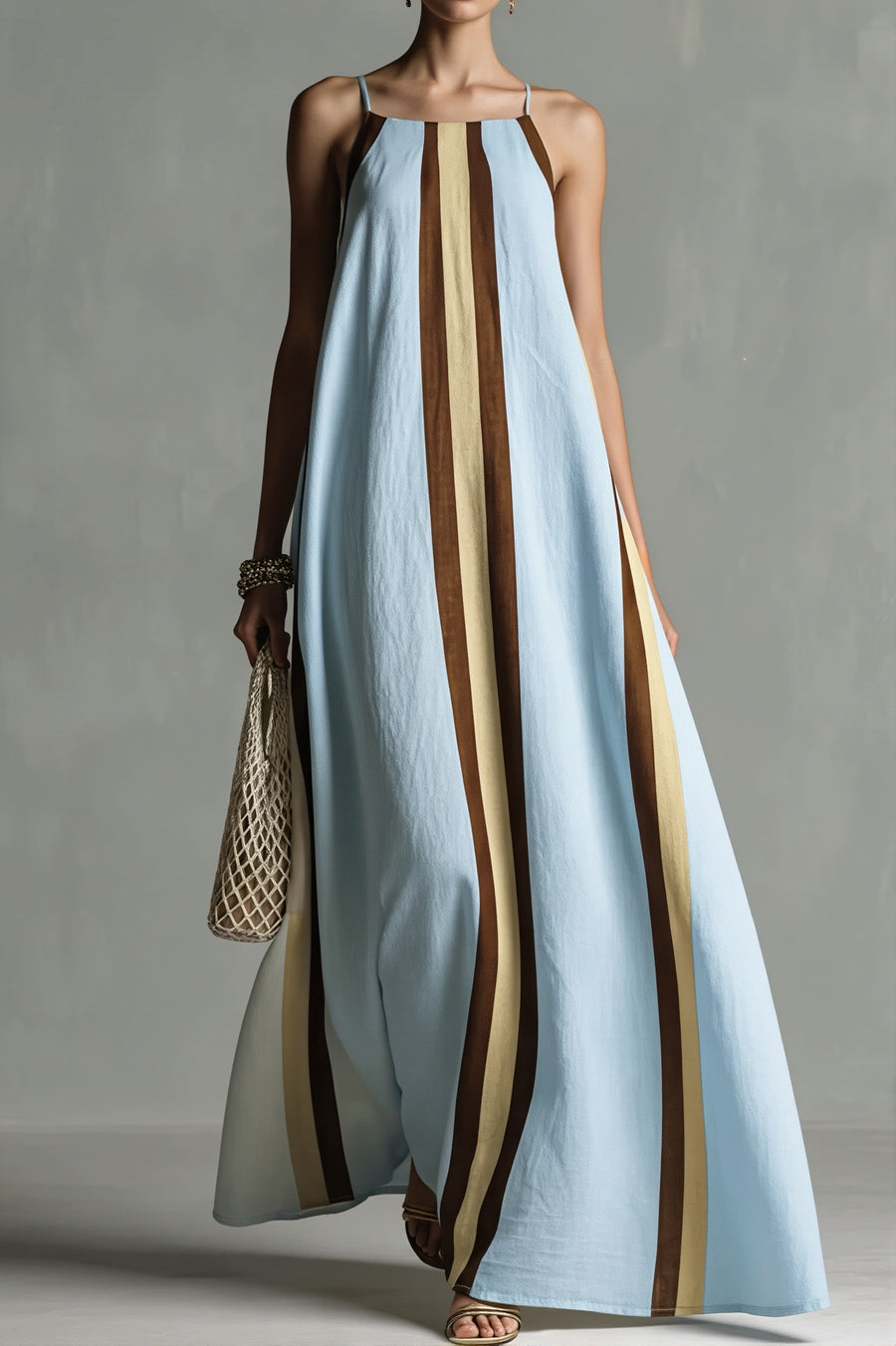 Vertical Stripe Swing Maxi Dress