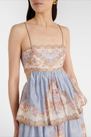 Embroidered Tiered Backless Maxi Dress