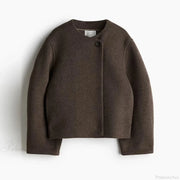 Elegant Solid Wool One Button Overcoat