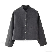 Elegant Solid Wool One Button Overcoat